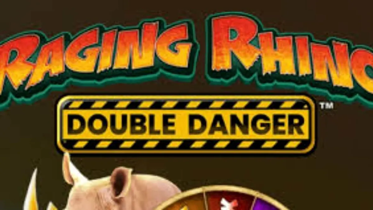 Tampilan visual slot Raging Rhino Double Danger dengan latar belakang sabana Afrika.